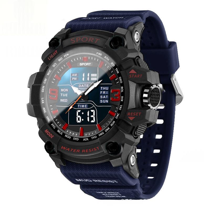 Hommes Tactical Sports Montre électronique imperméable Lumineux et multifonctionnel