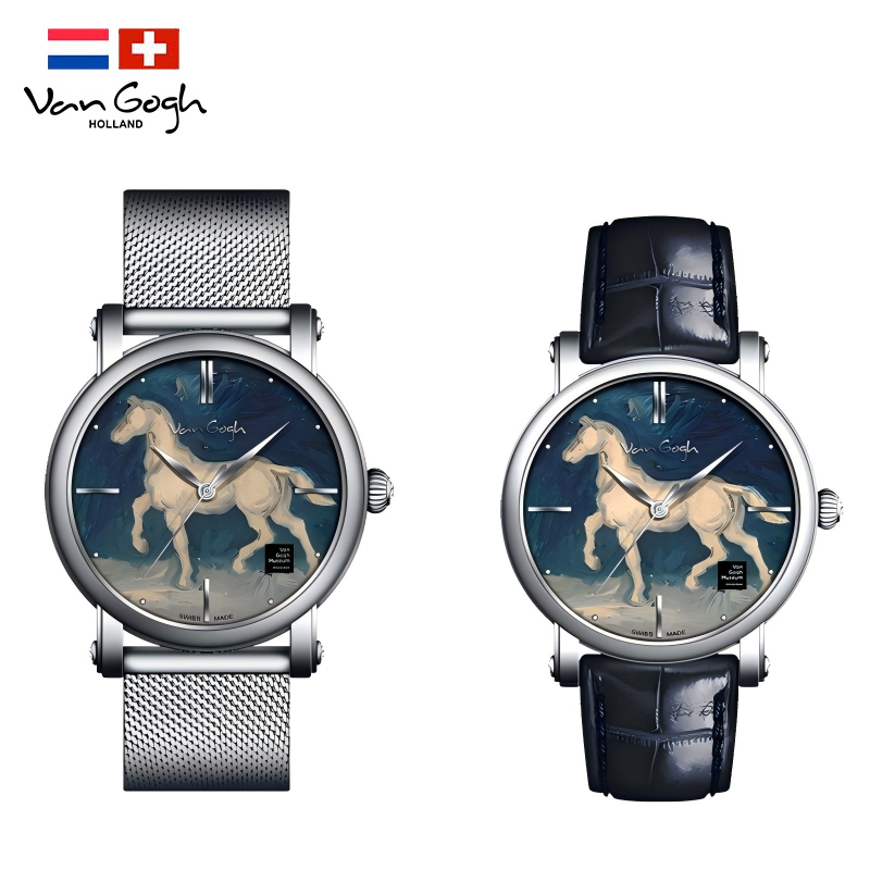 Van Gogh Quartz Wrist Watch Horse Plaster Statue