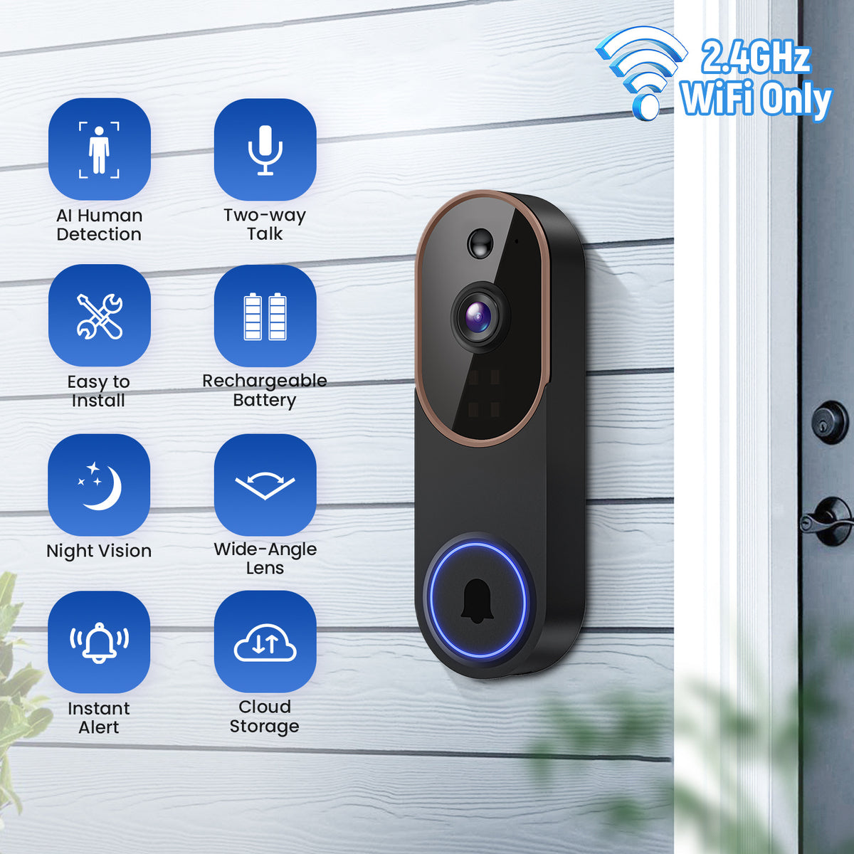Smart Home Outdoor Wireless Doorbell Camera Video Intercom HD