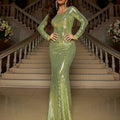Sexy Slim Long Sleeve Backless Party Robe de soirée pailletée