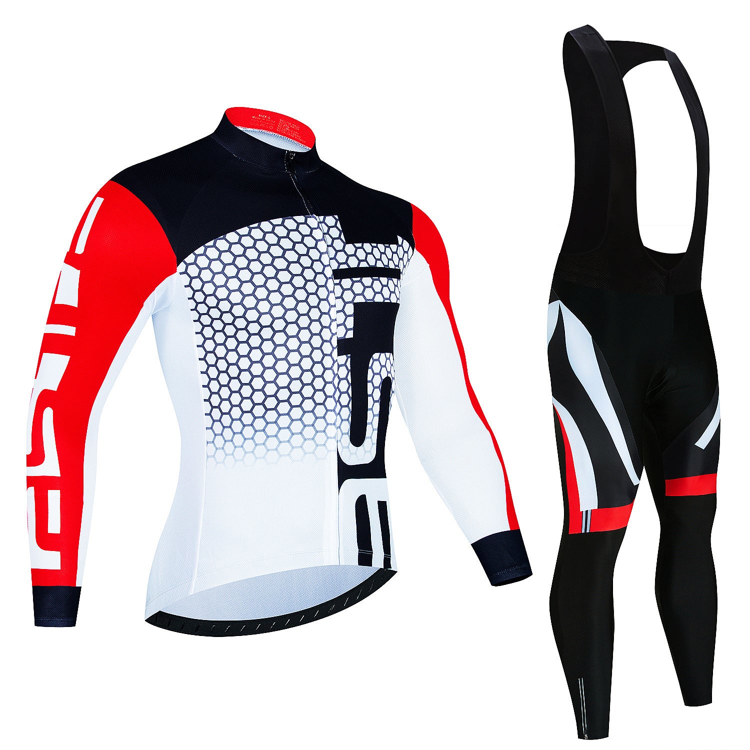 Haut de manches longues du Jersey d'équitation pour hommes et pantalons Wicking Suspender vélo respirant