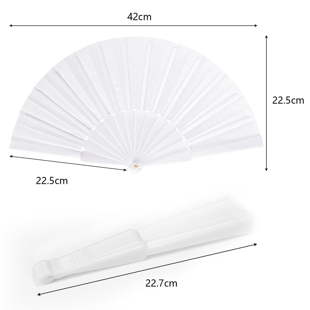 Ensemble de 6 éventails à main pliante en blanc - Élégants éventails pour les mariages et fêtes d'anniversaire - Fête