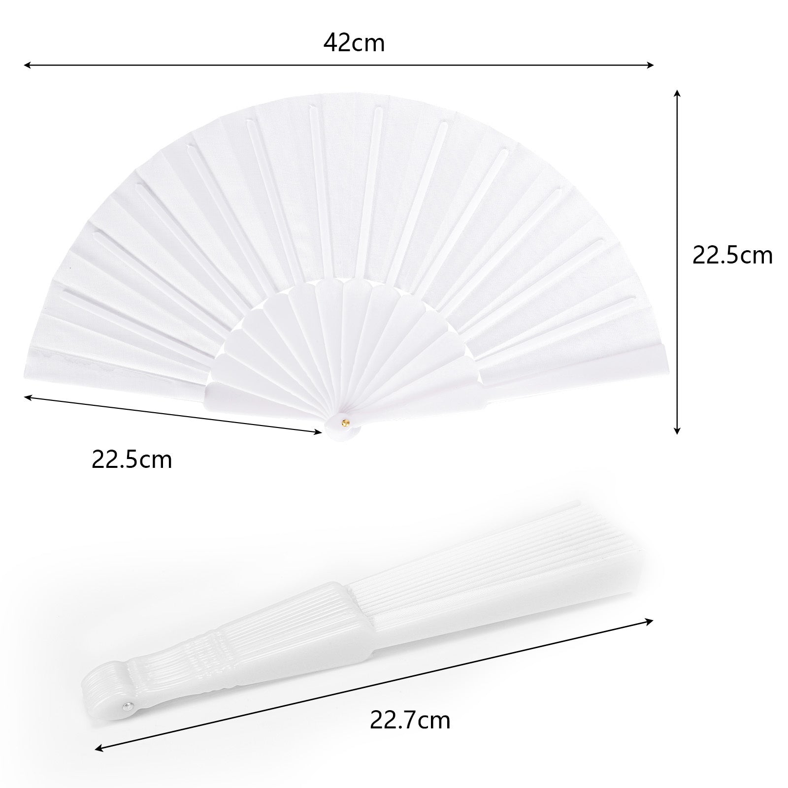 Ensemble de 6 éventails à main pliante en blanc - Élégants éventails pour les mariages et fêtes d'anniversaire - Fête