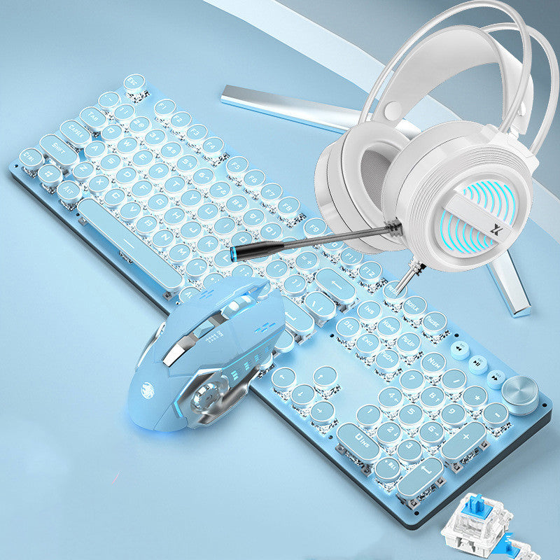 Clavier mécanique Mouse filaire Set Interface Usb Rechargeable Blue Retro Punk Version