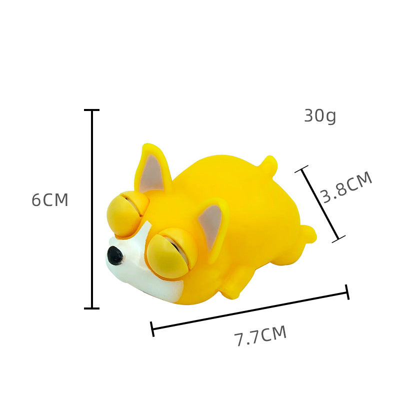 Cute Pet Squishy chien endormi avec des yeux enflammés Stress-Relief Squeeze Jouet pour la libération et Fu