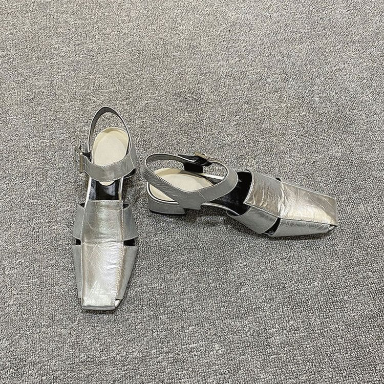 Vieille orteil carré Mary Janes avec sangle arrière