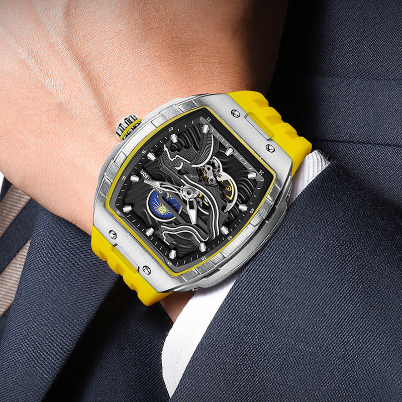 Montre automatique Hollow Homme Montre mécanique étanche lumineuse