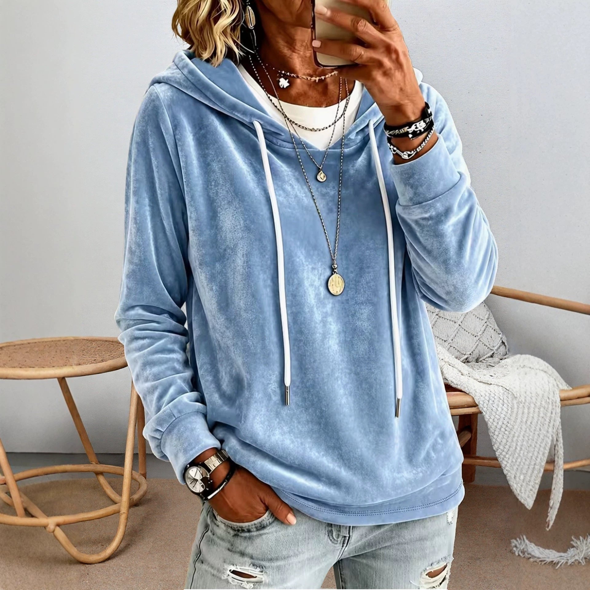 Sweat à manches longues à capuche élégante et élégante pour femmes