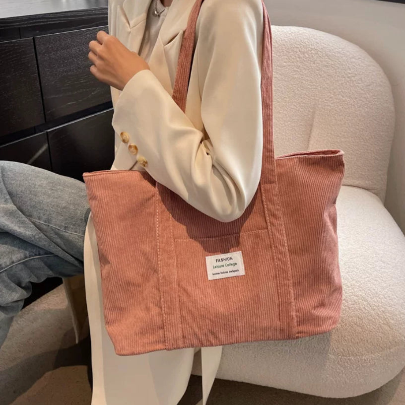 Corduroy Large-Capacity Commuter sac de valise pour femmes