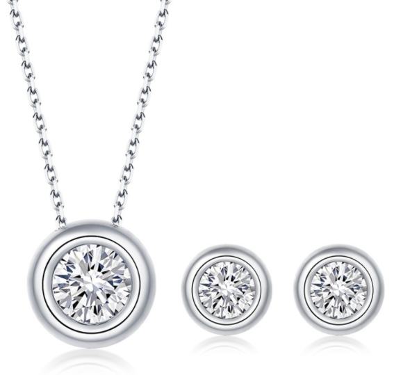 Ronde Pie Forme S925 Argent Sterling Incrusté Moissanite Ensemble de bijoux