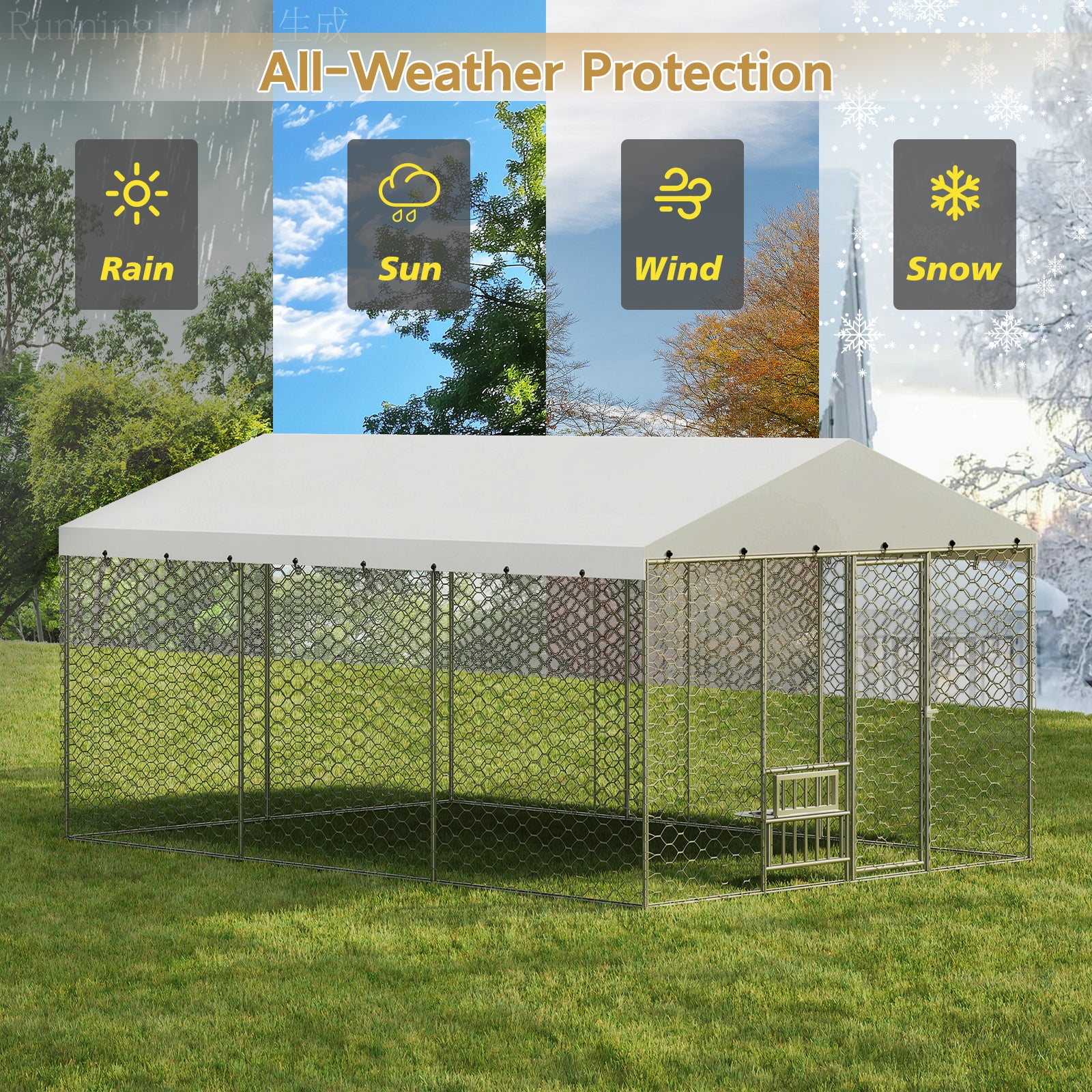 15x10 FT Grand Kennel de chien extérieur avec Canopy