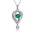 S925 Collier de coeur émeraude en argent 2,5g 0,52ct
