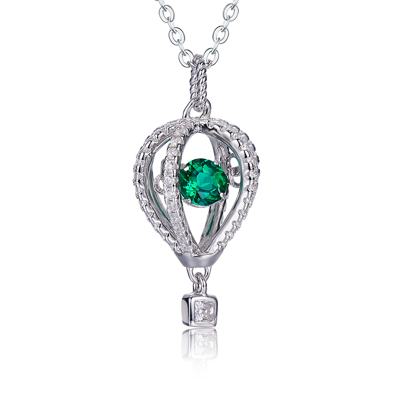 S925 Collier de coeur émeraude en argent 2,5g 0,52ct