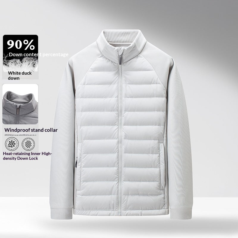 Hommes Stand-Up Collar Patchwork Légère et chaude veste duvet