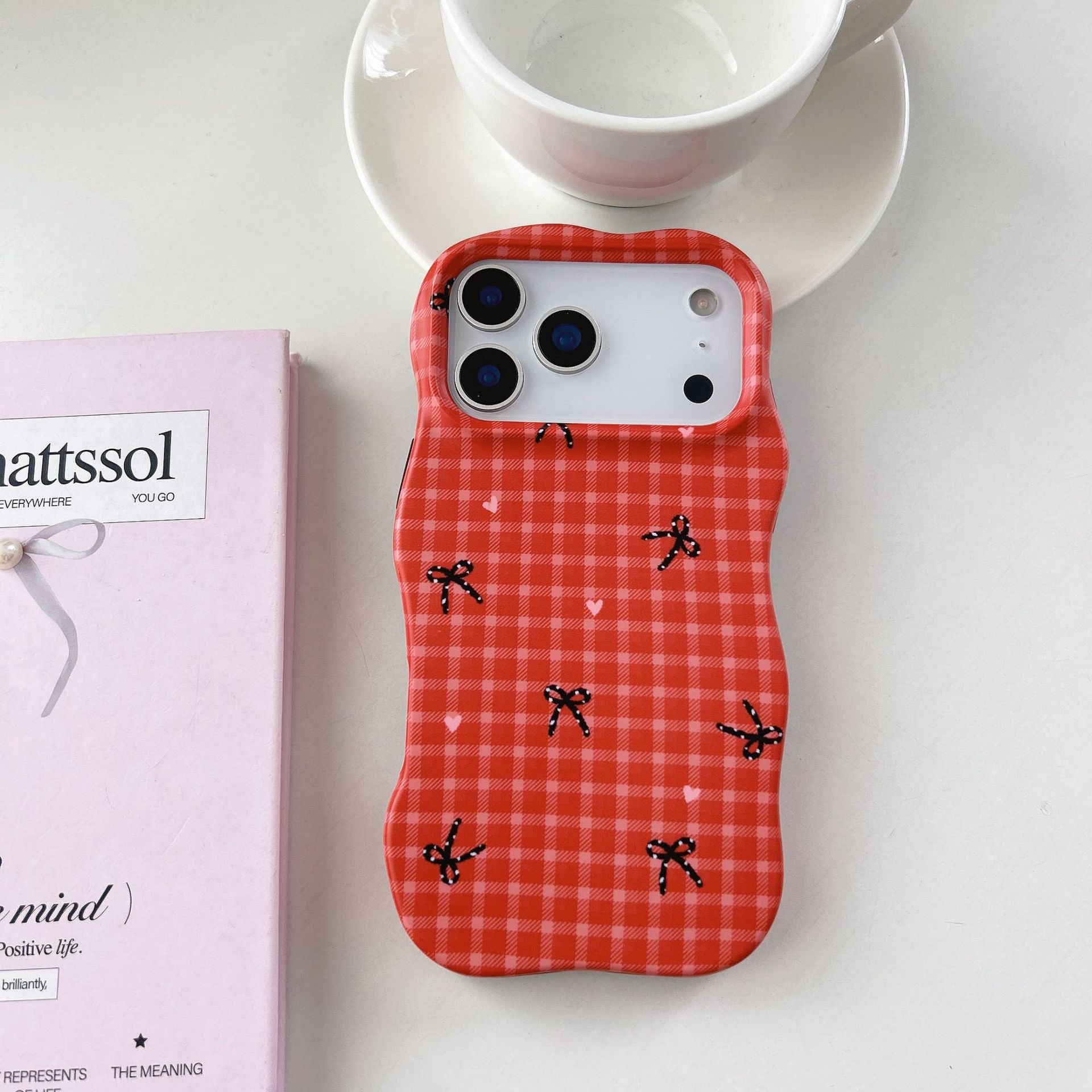 Plaid Rouge Bowknot Téléphone Case Film