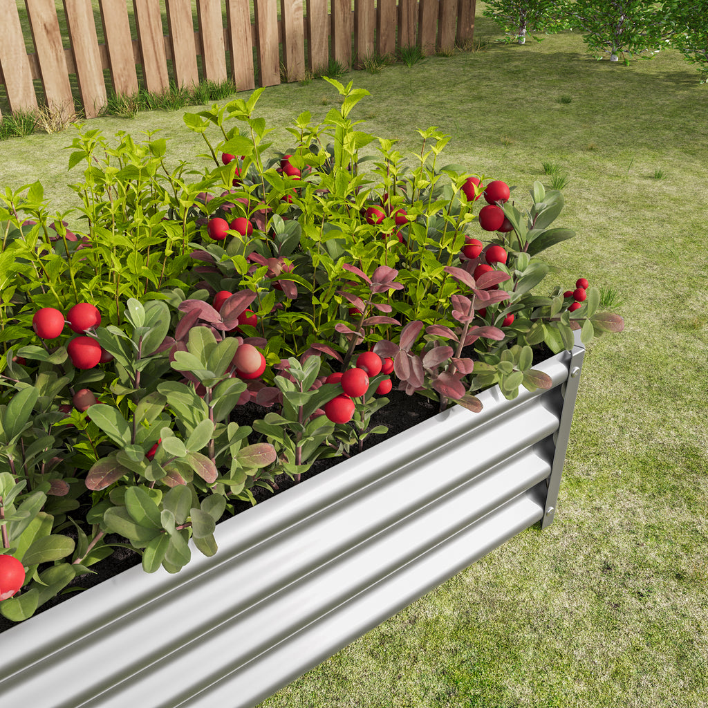 2PCS Silver 4×2×1ft Lit de jardin surélevé en métal