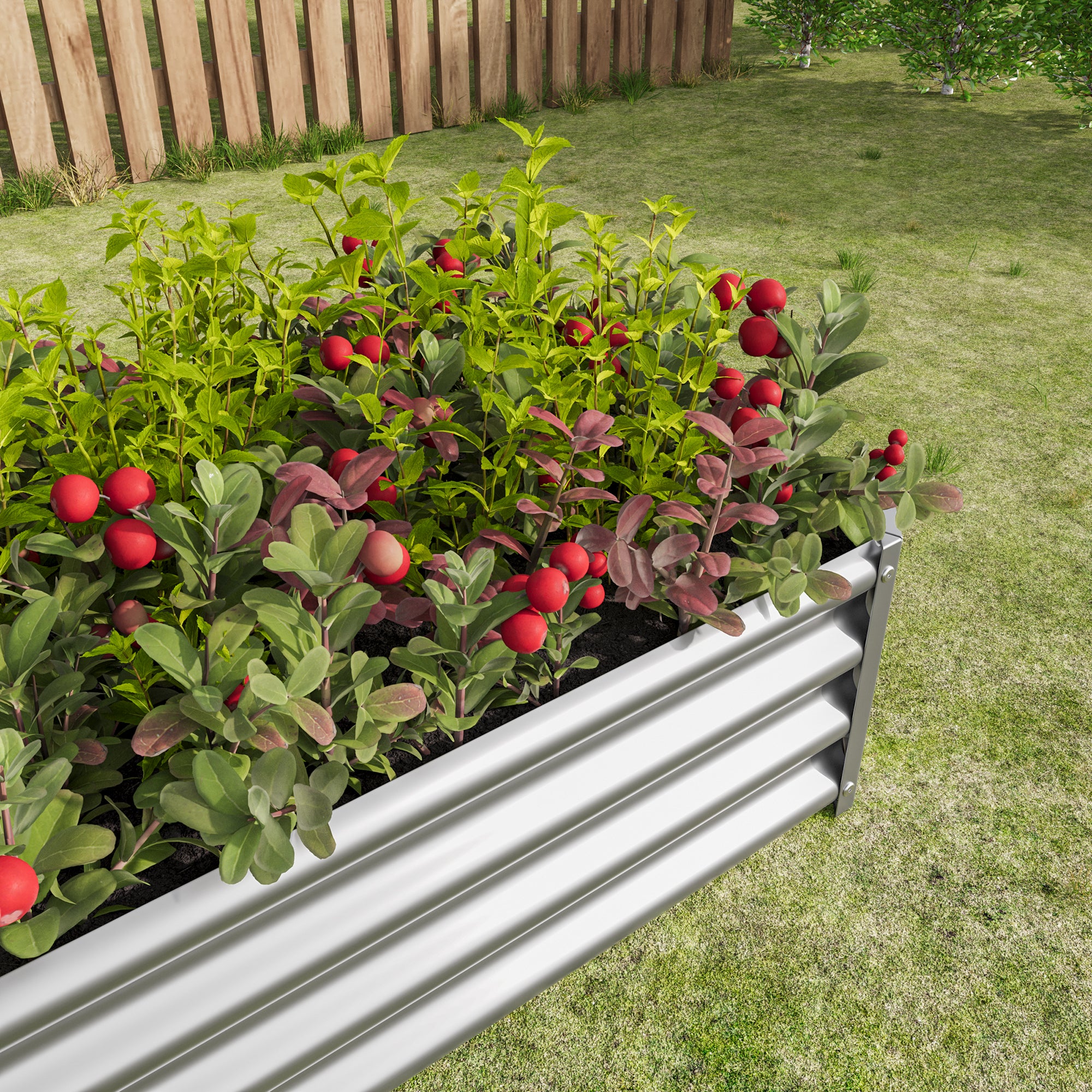 2PCS Silver 4×2×1ft Lit de jardin surélevé en métal