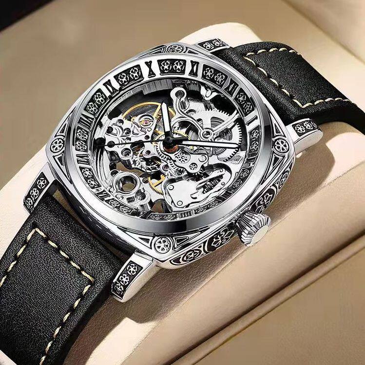 Montre Homme mécanique Hollow de mode vintage sculptée