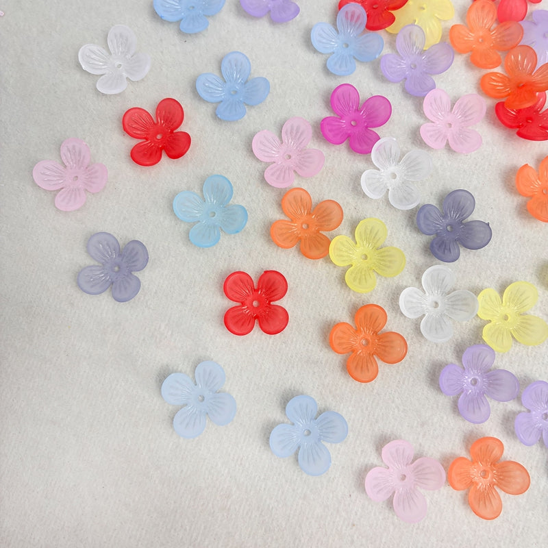 Perles de fleurs acryliques 4-Petal givrées