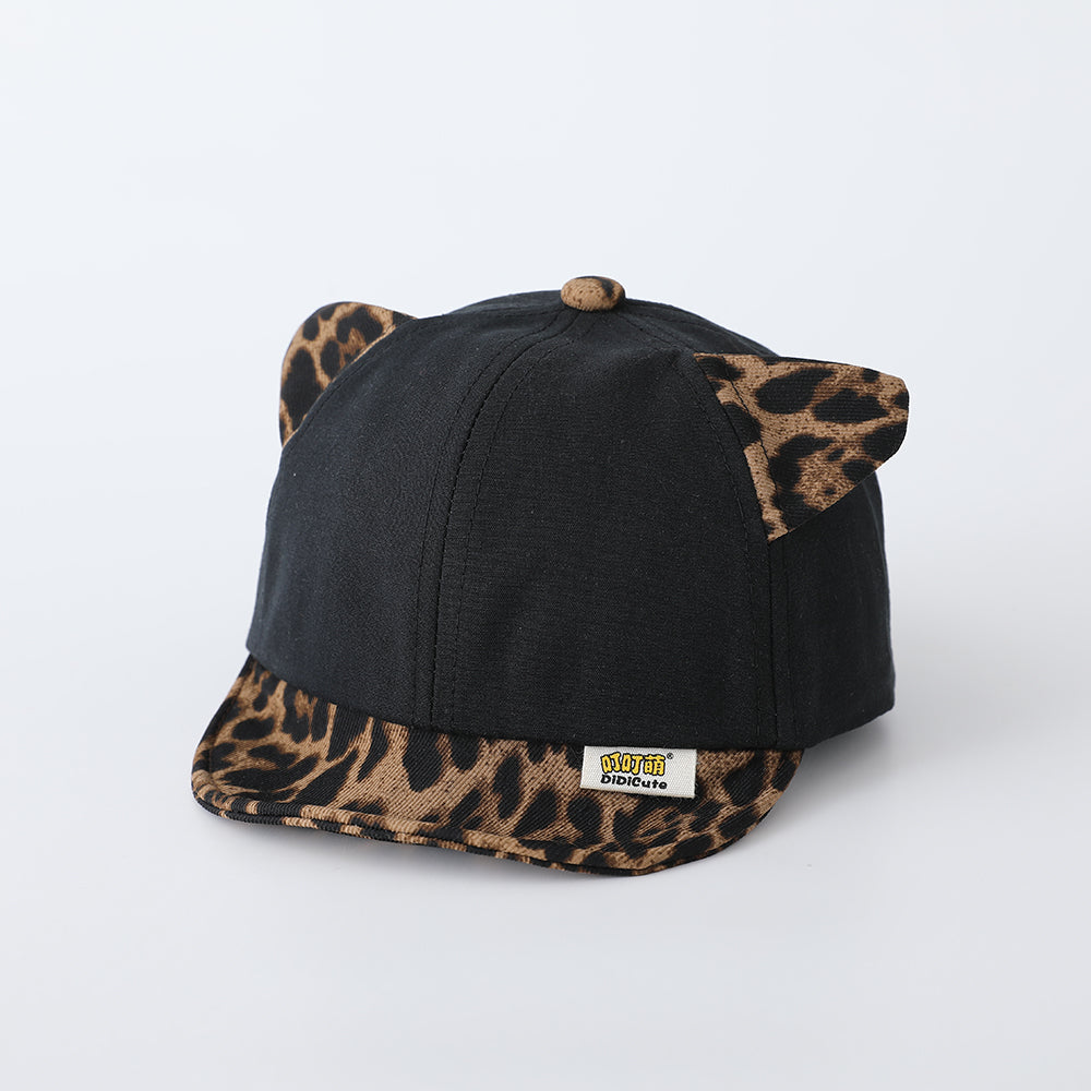 Le Patchwork Leopard Imprimer Cartoon Brimmed Cat-ear réglable Mignon Casual Cap de baseball est