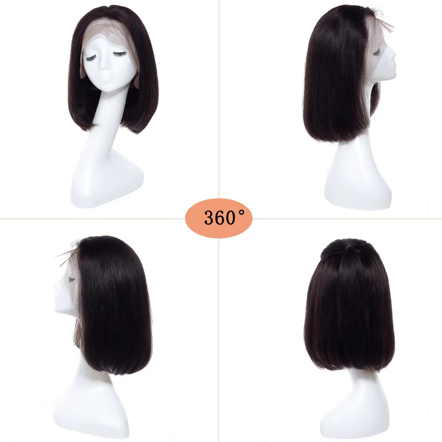 134 Dentelle avant Bobo Bobhaircut Couleur naturelle cheveux humains pleins