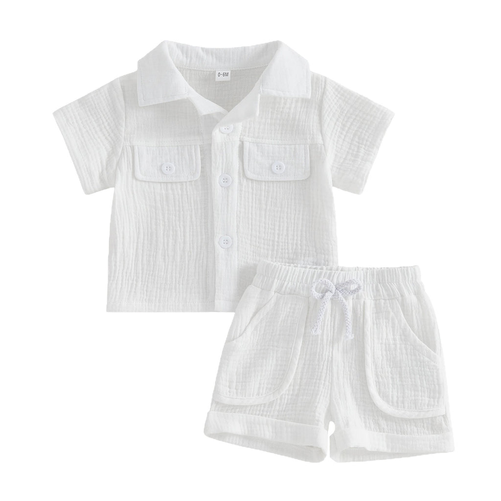 Shorts à manches courtes Set de lapel Ensemble de deux pièces