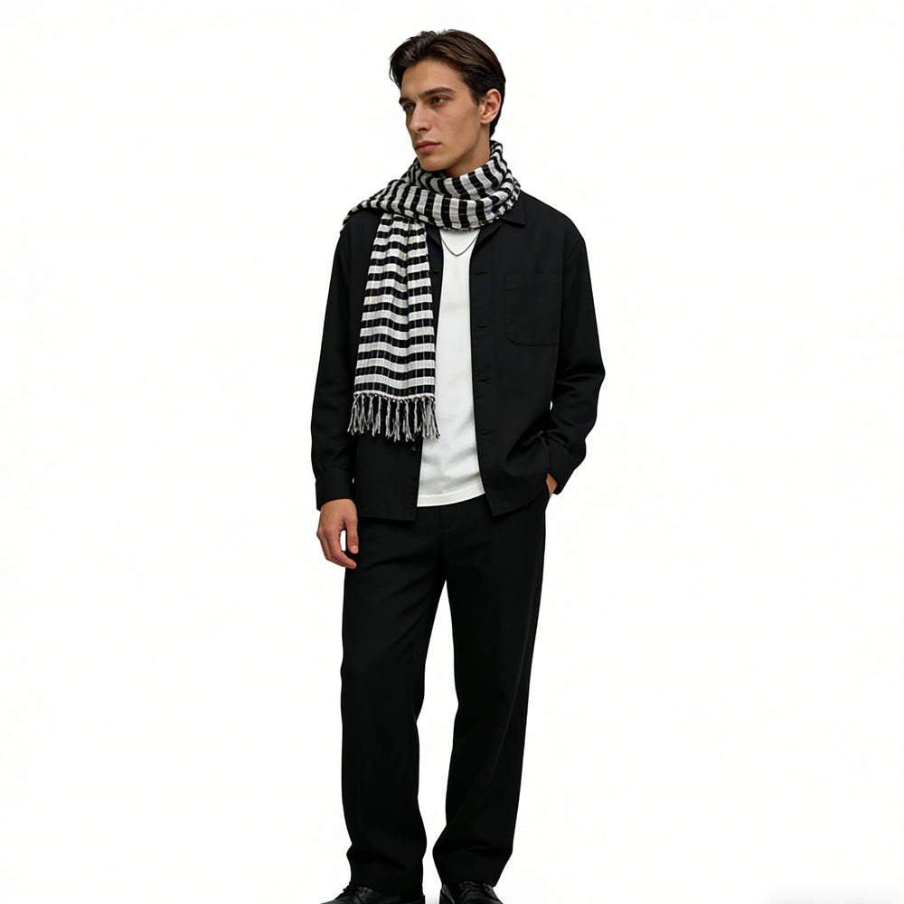Écharpe carrée blanc noir 2pcs