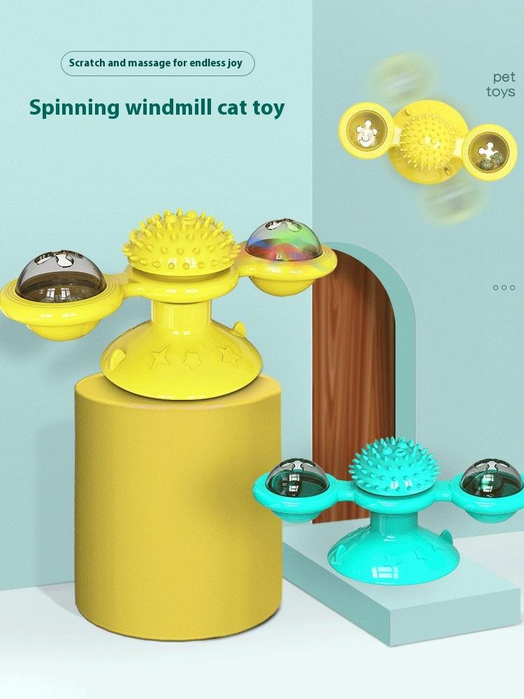 Interactive Windmill Cat Toy with LED Light Ball