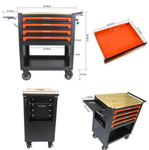 4 OUTILS MULTIFONCTIONNELS CARTONNÉS À ROUES ET À BOIS