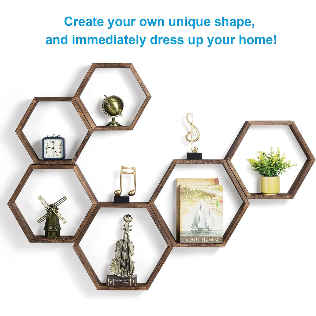Ensemble de plateau mural en bois d'hexagone