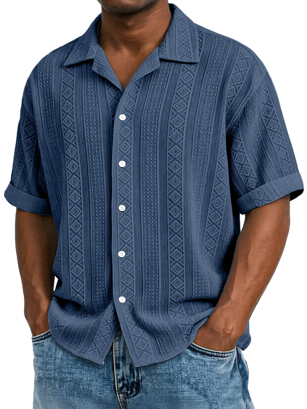 Men's Short-Sleeved Jacquard Shirt