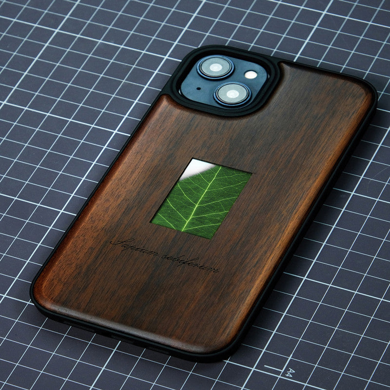 Étui téléphonique en bois massif pour spécimens d'usine