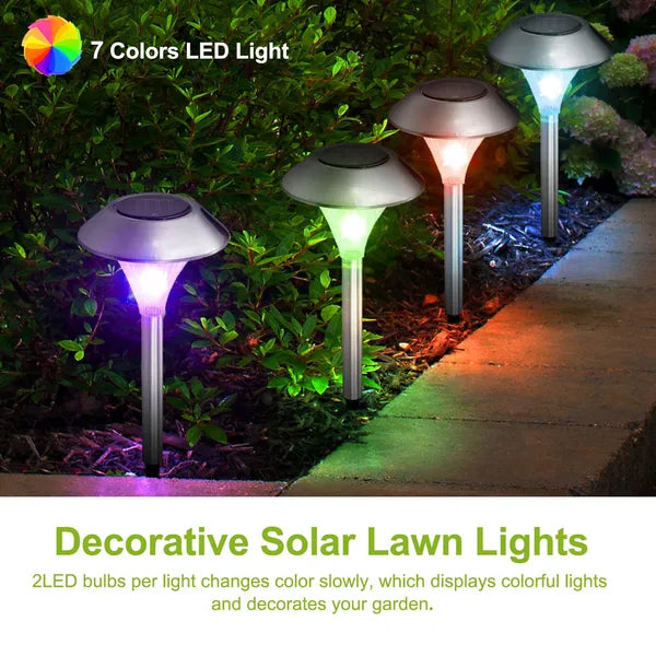 4Packs Solar Garden Lights Outdoor IP44 Waterproof Solar Pathway Lights Color Changing Lan