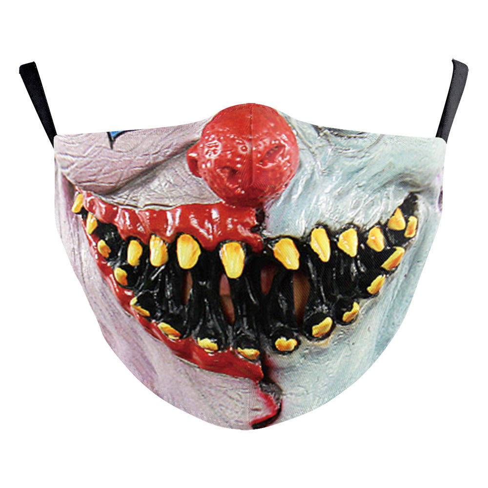 Halloween impression numérique drôle Horreur visage double couche masque de poussière