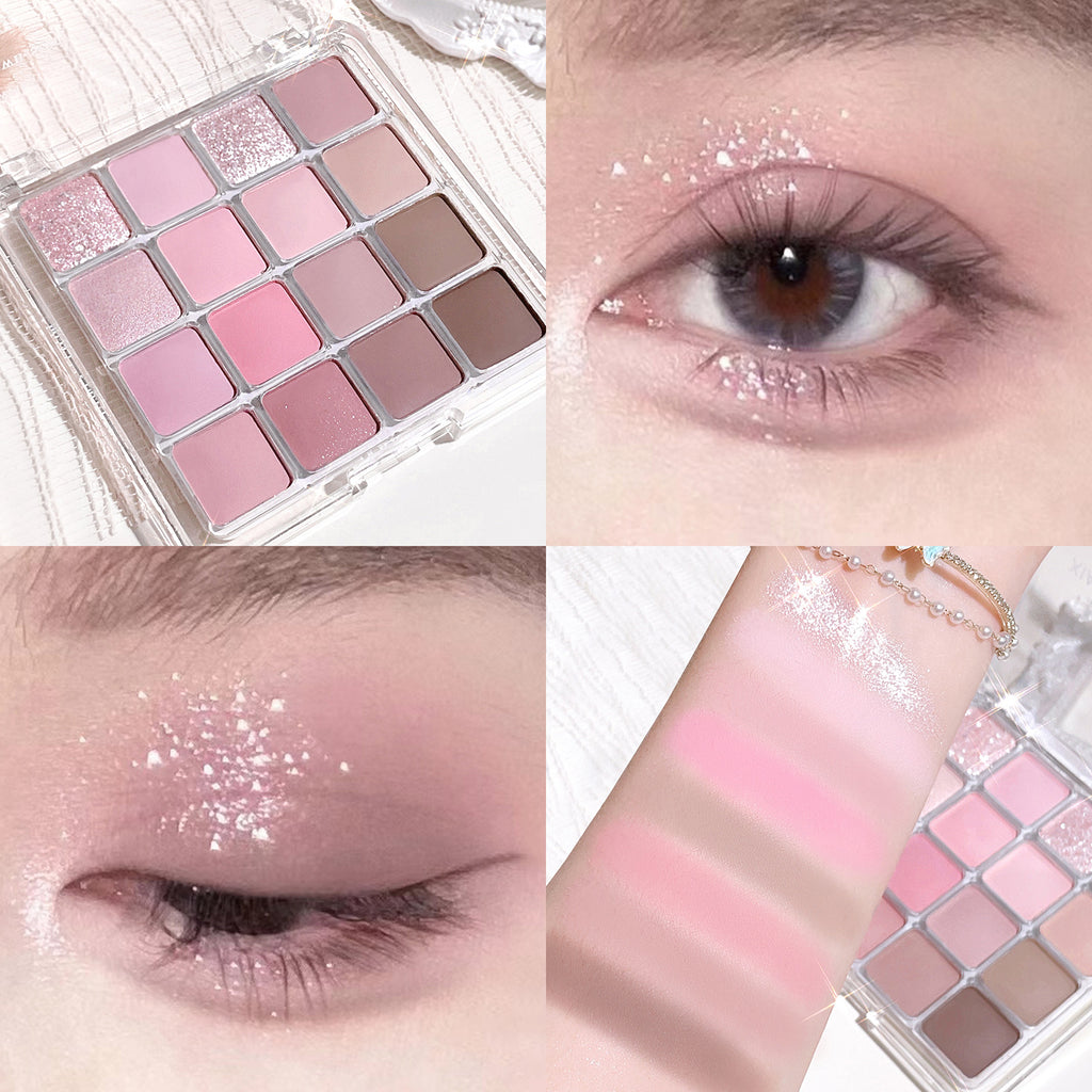16 Colors Eyeshadow Palette Matte Pearly Fine Shimmer Low Saturation