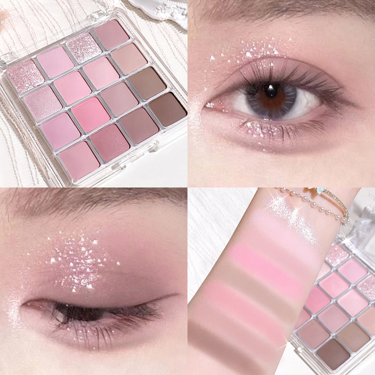 16 Colors Eyeshadow Palette Matte Pearly Fine Shimmer Low Saturation