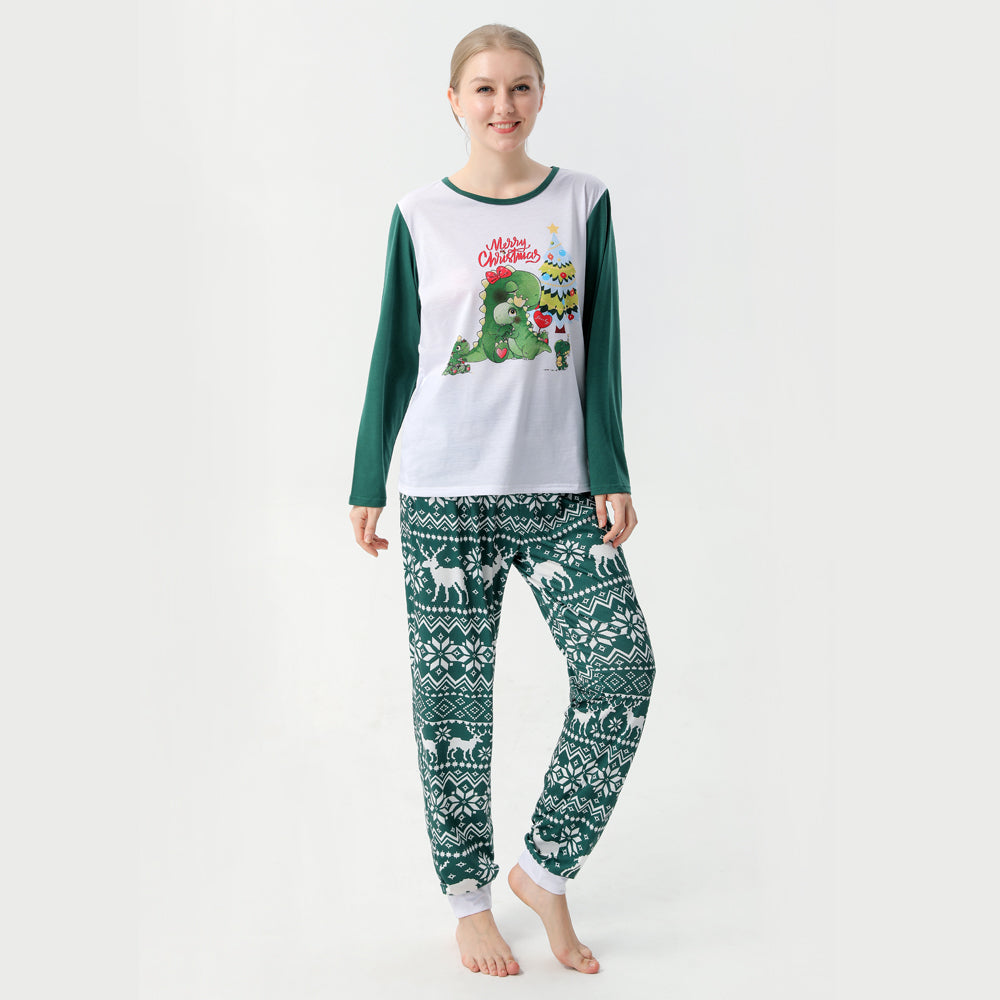 Famille European and American Christmas Parent-child Printed Pajamas Set