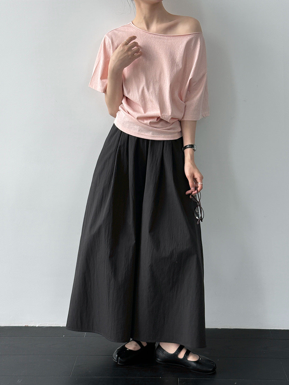 Pantalons à large-jambe en coton de style japonais Capri