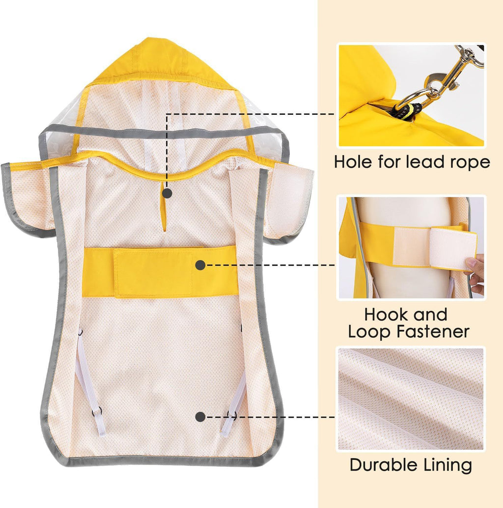 Veste de pluie pour chien imperméable souple respirant pour petit chien à capuchon manteau de pluie pour chien