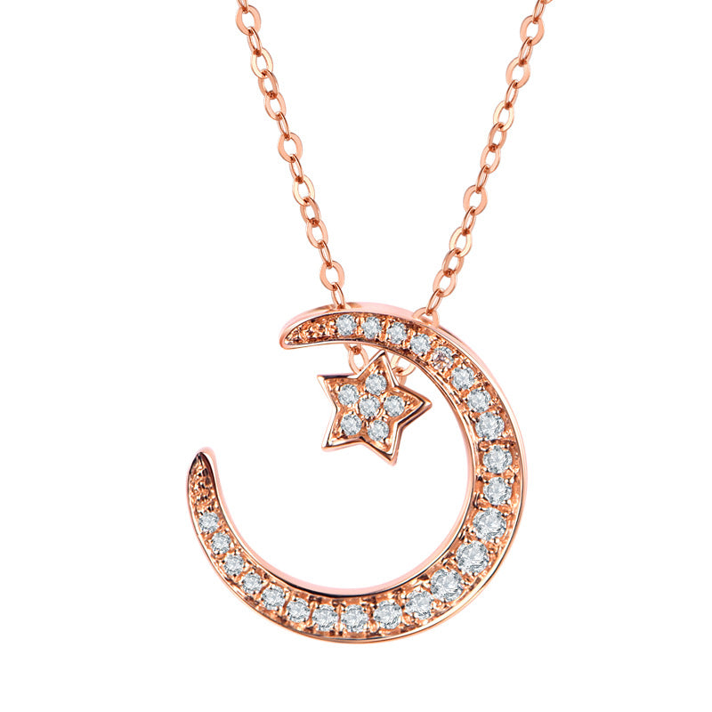 S925 Collier d'étoile et de lune en argent sterling