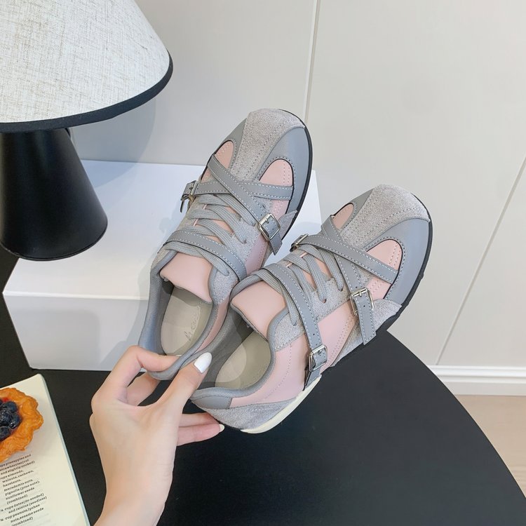 Retro Sweet Cool Color Bloqué épais Soled Board Chaussures pour femmes