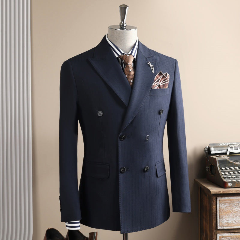 Slim Fit Double Breasted Pinstripe Blazer & Pantalons Cuffed