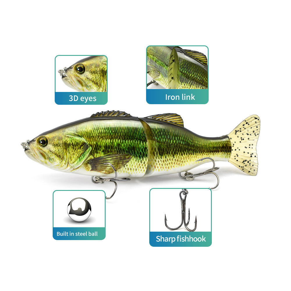 Poisson multi-sections Aile dure PVC Aile douce en forme de S Baignade Aile Lure
