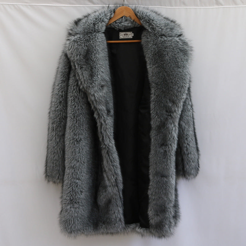 Imitation de fourrure pour hommes Renard fourrure longue coupe manteau