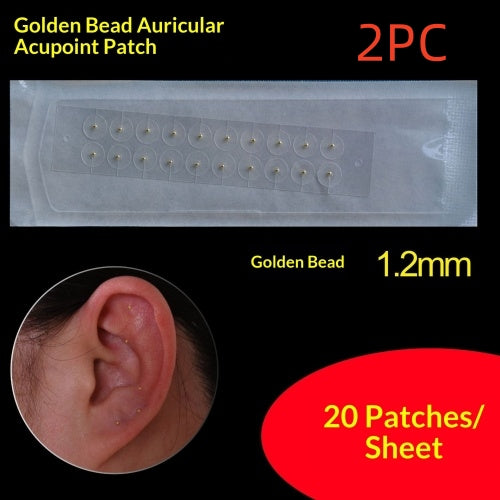 Stimulation par pression d'acupoint Or et perles d'argent Patches d'oreille transparentes