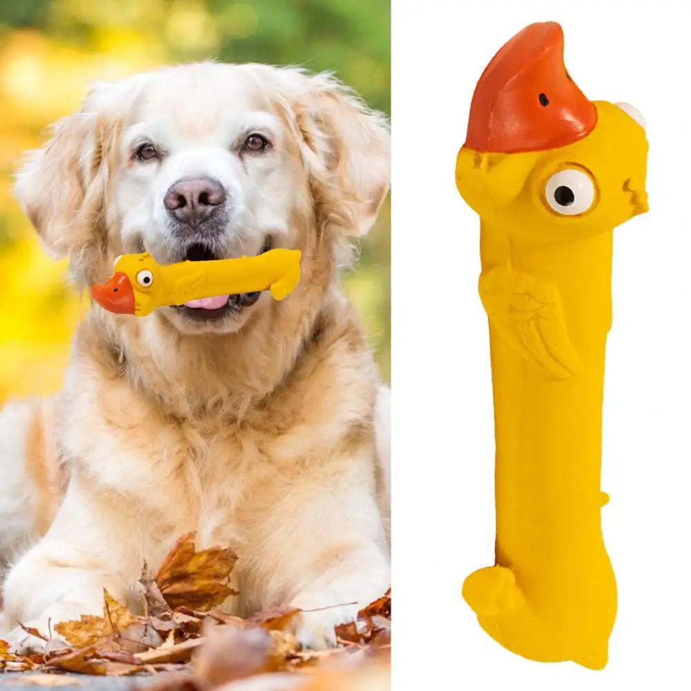 Dents Grinding Latex Dog Toy Dental Health Durable Dog Toy Mignon Yellow Duck Design Squeak