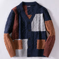 Retro Homme Bloc de couleur Chanvre-fleur Chandail Cardigan