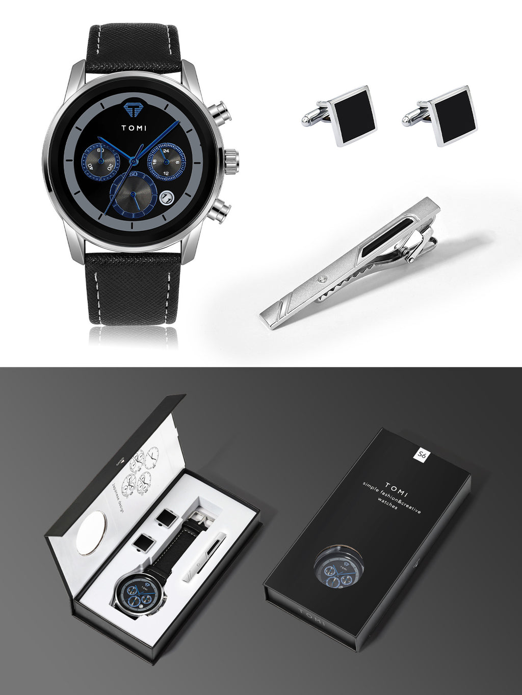 Ensemble de Cadeaux Montres Quartz Affaires Hommes