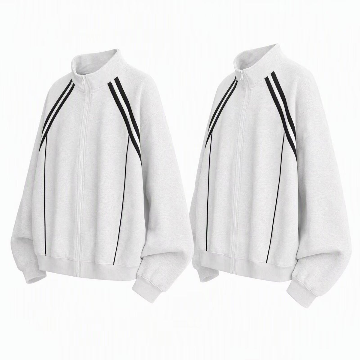 Style américain Vintage Sporty Stand-collar Zip-up Cardigan Hoodie Unisex Design