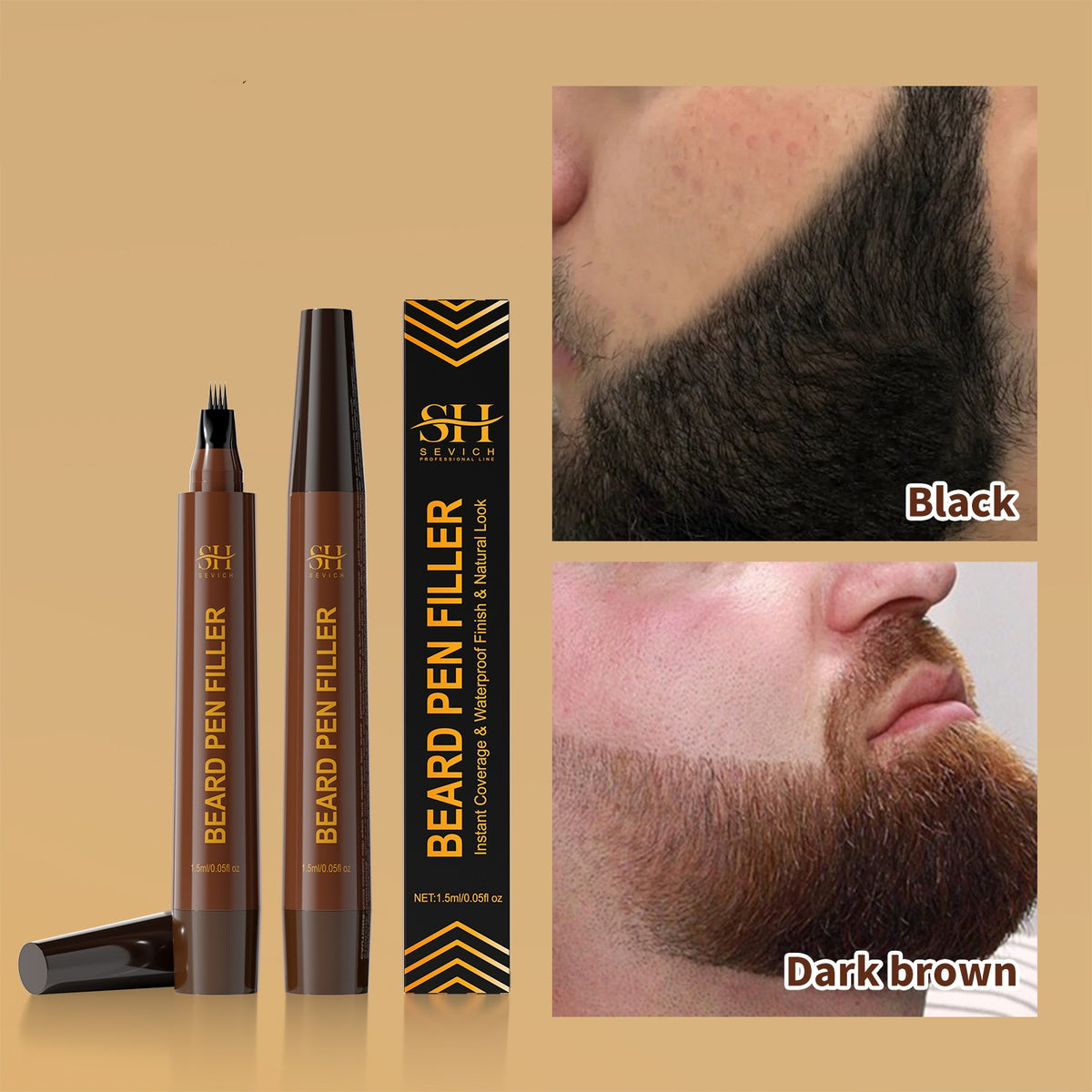 Remplir l'en-tête de l'en-tête des sourcils de barbe pour hommes Et imperméable naturel pas facile à